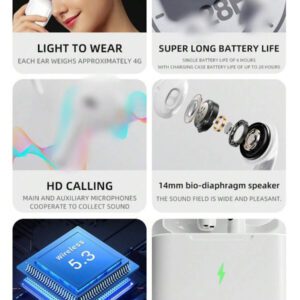 NEW SENYANG Nouveaux écouteurs intra-auriculaires sans fil simples pour couples SENYANG. Mini écouteurs stéréo HD 9D Dolby Bass HIFI pour le sport, la musique et les appels sur Android et les téléphones portables. Oreillettes intelligentes pour le jeu
