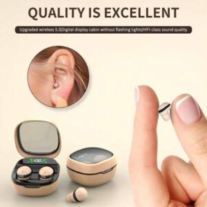 Écouteurs intra-auriculaires sans fil compacts avec contrôle tactile, mini-casque sans fil, son stéréo haute-fidélité, boîtier de charge LED, microphone intégré, convient pour le sport, le travail, les voyages, le sommeil