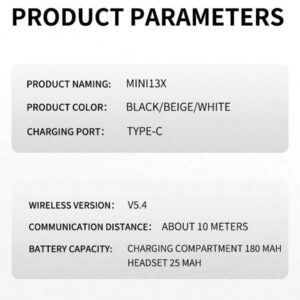 Écouteurs intra-auriculaires sans fil compacts avec contrôle tactile, mini-casque sans fil, son stéréo haute-fidélité, boîtier de charge LED, microphone intégré, convient pour le sport, le travail, les voyages, le sommeil