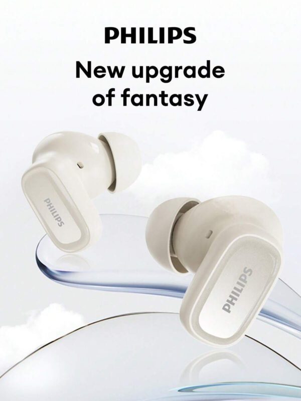 PHILIPS Casque Bluetooth PHILIPS TAT2569, semi-intra-auriculaire, antibruits ANC, audio stéréo HIFI de haute qualité, mode transparent, appel HD, annulation du bruit IA avec micro, longue durée de batterie, convient pour smartphones, ordinateurs portables, sports et jeux – Image 4