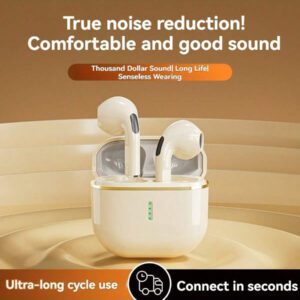 Écouteurs sans fil design, partiellement insérés dans l'oreille, avec contrôle tactile intelligent, appairage automatique et fonctions d'assistant vocal. Audio haute performance, idéal pour les sports et les activités de plein air, confortable, appairage instantané, compatible avec Samsung et