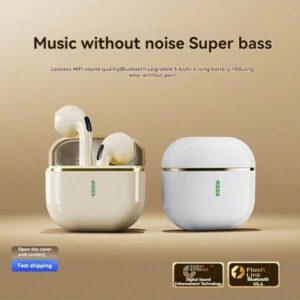 Écouteurs sans fil design, partiellement insérés dans l'oreille, avec contrôle tactile intelligent, appairage automatique et fonctions d'assistant vocal. Audio haute performance, idéal pour les sports et les activités de plein air, confortable, appairage instantané, compatible avec Samsung et