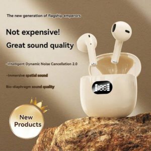 Écouteurs sans fil design, partiellement insérés dans l'oreille, avec contrôle tactile intelligent, appairage automatique et fonctions d'assistant vocal. Audio haute performance, idéal pour les sports et les activités de plein air, confortable, appairage instantané, compatible avec Samsung et