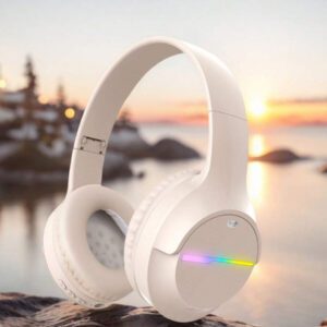 Casque sans fil antibruit, sur-oreille, design rétractable et pliable, convient pour smartphone, cadeau pour le Nouvel An et la Saint-Valentin, USB-C, stéréo Hi-Fi avec basses, appels mains libres clairs