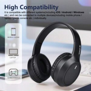 Casque sans fil antibruit, sur-oreille, design rétractable et pliable, convient pour smartphone, cadeau pour le Nouvel An et la Saint-Valentin, USB-C, stéréo Hi-Fi avec basses, appels mains libres clairs