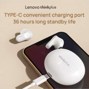 Lenovo Casque Bluetooth Pro Esports LP19, Bluetooth 5.3 Commutation instantanée entre 4 appareils, Latence ultra-faible de 40 ms, Résistant à la transpiration IPX4, Gestes tactiles personnalisables, Charge rapide Type-C, Blanc