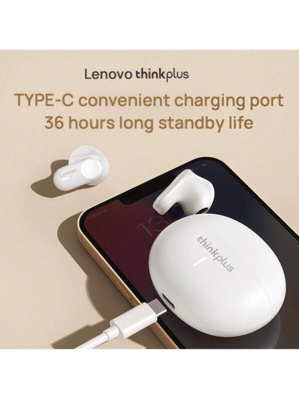 Lenovo Casque Bluetooth Pro Esports LP19, Bluetooth 5.3 Commutation instantanée entre 4 appareils, Latence ultra-faible de 40 ms, Résistant à la transpiration IPX4, Gestes tactiles personnalisables, Charge rapide Type-C, Blanc – Image 8