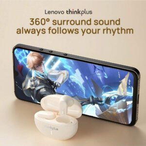 Lenovo Casque Bluetooth Pro Esports LP19, Bluetooth 5.3 Commutation instantanée entre 4 appareils, Latence ultra-faible de 40 ms, Résistant à la transpiration IPX4, Gestes tactiles personnalisables, Charge rapide Type-C, Blanc