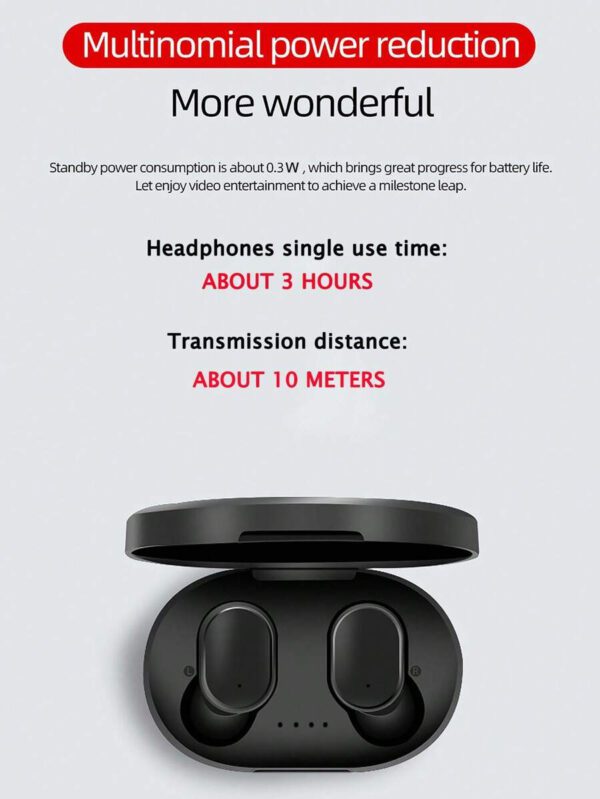 Écouteurs sans fil, style affaires noir, écouteurs sans fil intra-auriculaires avec boîtier de charge, sans câble, micro capacitif, annulation du bruit, contrôle du volume, pour utilisation téléphonique. Mini écouteurs de musique sans fil – Image 3