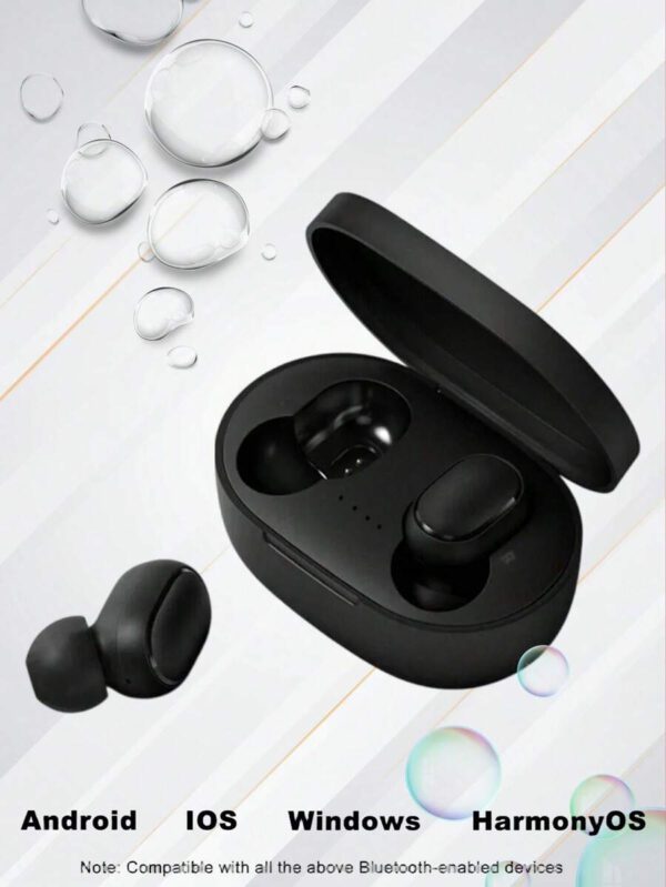 Écouteurs sans fil, style affaires noir, écouteurs sans fil intra-auriculaires avec boîtier de charge, sans câble, micro capacitif, annulation du bruit, contrôle du volume, pour utilisation téléphonique. Mini écouteurs de musique sans fil – Image 4