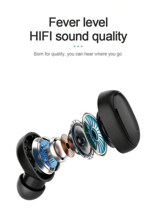 Écouteurs sans fil, style affaires noir, écouteurs sans fil intra-auriculaires avec boîtier de charge, sans câble, micro capacitif, annulation du bruit, contrôle du volume, pour utilisation téléphonique. Mini écouteurs de musique sans fil – Image 5