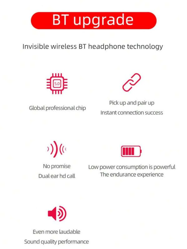 Écouteurs sans fil, style affaires noir, écouteurs sans fil intra-auriculaires avec boîtier de charge, sans câble, micro capacitif, annulation du bruit, contrôle du volume, pour utilisation téléphonique. Mini écouteurs de musique sans fil – Image 6