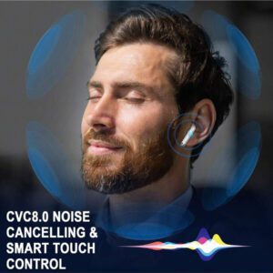 Écouteurs sans fil, écouteurs Bluetooth 5.3 avec affichage de puissance LED, casque stéréo basse, écouteurs intra-auriculaires avec réduction de bruit et microphone, 40h de lecture, étui de transport mini étanche IP7 pour activités sportives, pour Android, iOS, Apple iPhone, iPad, ordinateurs portables, cadeaux pour la famille, les amis, les enfants, Halloween, automne