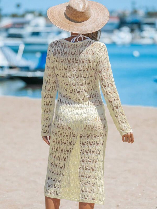 Swim Lushoire Kimono femme à manches longues transparent, à boucle frontale, de couleur unie, pour l'été – Image 6