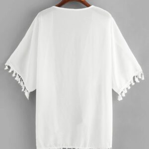 SHEIN Swim Kimono unicolore à pompons