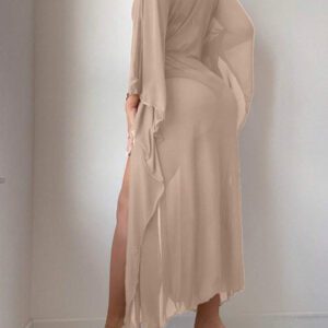 SHEIN Swim Kimono à ourlet ondulé ceinturé sans bikini