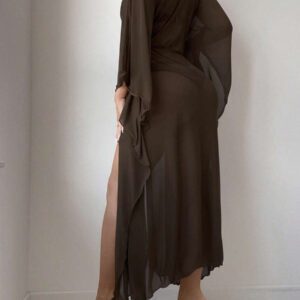 SHEIN Swim Kimono à ourlet ondulé ceinturé sans bikini