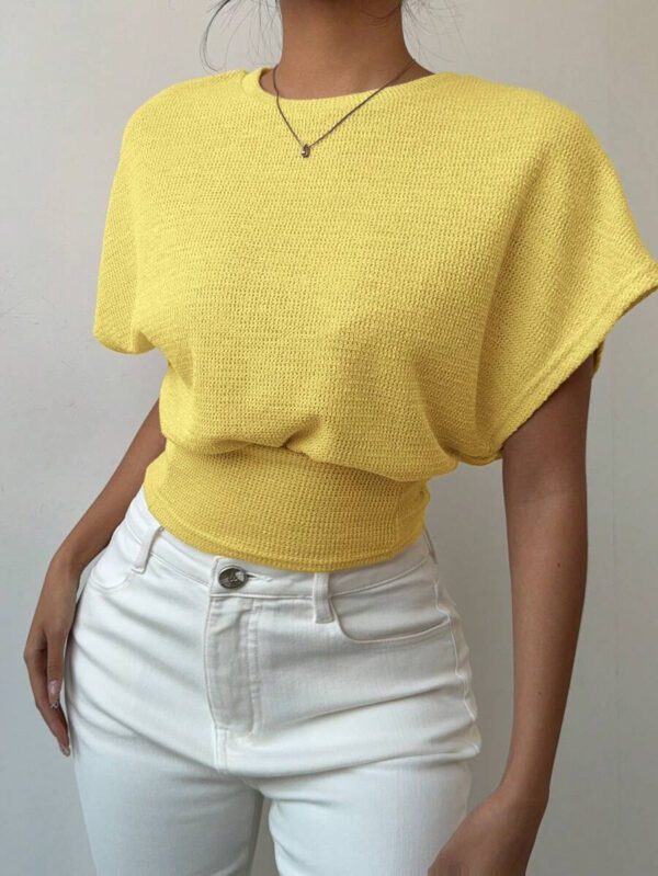 Aloruh T-shirt décontracté simple et à manches courtes de couleur unie pour femmes – Image 27