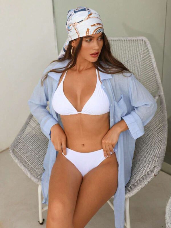 SHEIN Swim Basics Cardigan Kimono À Épaules Tombantes Couleur Unie – Image 27