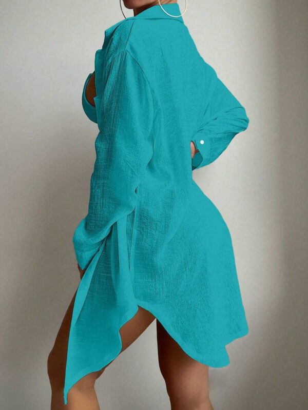 SHEIN Swim Basics Cardigan Kimono À Épaules Tombantes Couleur Unie – Image 64