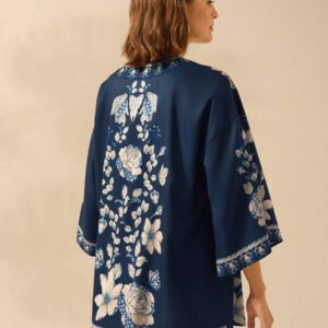CAJUNI Pareo femme imprimé fleuri tropical style boho, coupe ample et décontractée