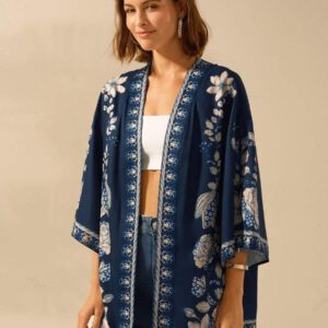CAJUNI Pareo femme imprimé fleuri tropical style boho, coupe ample et décontractée