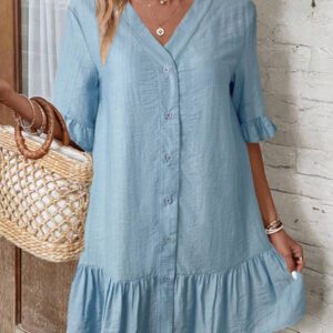 EMERY ROSE Kimono d'été avec manches à volants, ourlet à volants et boutons devant
