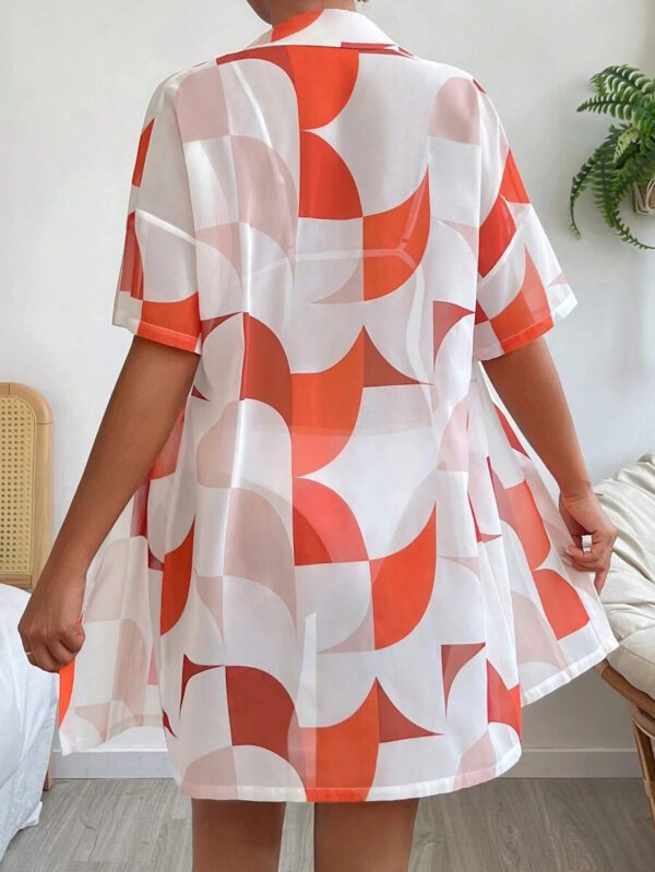 Kimono à imprimé géométrique avec épaules tombantes, pour les vacances d'été à la plage – Image 2