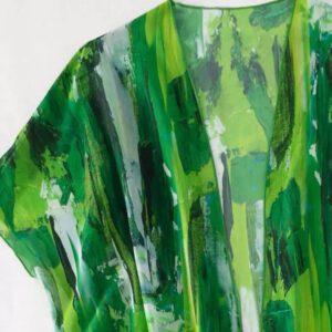 SHEIN Swim Kimono Imprimé Coup De Pinceau Manches Chauve-Souris Ouvert
