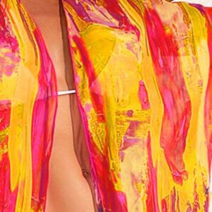 SHEIN Swim Kimono Imprimé Coup De Pinceau Manches Chauve-Souris Ouvert
