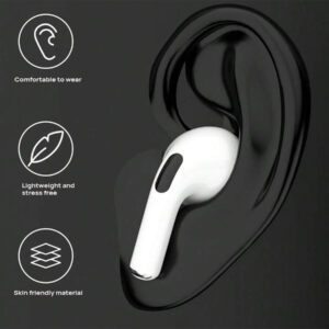 Newmine Casque Bluetooth intra-auriculaire T5S Longue durée de vie de la batterie Fonctionnement tactile Port confortable Interface TYPE-C Aucune sensation de retard Conception ergonomique Puce Bluetooth V5.3 Blanc