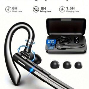 Écouteurs sans fil antibruit avec double microphone - Écouteurs mains libres pour ordinateur, mobile, camionneurs et bureaux à domicile - Batterie au lithium-polymère longue durée, prise USB-C et boîtier de charge sans fil inclus