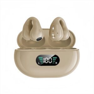 Écouteurs sans fil à clip d'oreille pour l'automne, écouteurs sans fil compatibles Bluetooth avec boîtier de chargement à affichage numérique, conception d'écouteurs à oreilles ouvertes pour le sport, la course, la salle de gym, le bureau, écouteurs sans fil 200mAh