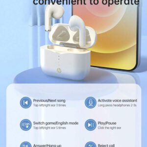 HP Écouteurs sans fil HP avec qualité sonore premium, jumelage automatique 5.3, jusqu'à 30h d'autonomie, légers avec microphone, compatibles Android, casque et haut-parleur de jeu avec microphone, cadeau pour les fêtes, cadeau de la Saint-Valentin