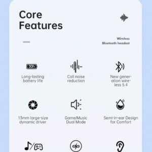 HP Écouteurs sans fil HP avec qualité sonore premium, jumelage automatique 5.3, jusqu'à 30h d'autonomie, légers avec microphone, compatibles Android, casque et haut-parleur de jeu avec microphone, cadeau pour les fêtes, cadeau de la Saint-Valentin