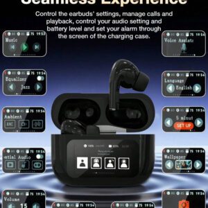 GENAI Écouteurs sans fil véritables, étui intelligent amélioré, écouteurs antibruit actifs et réduction du bruit avec appels HD, étanche, son premium immersif pour iOS Android écouteurs de musique, sports, entraînement