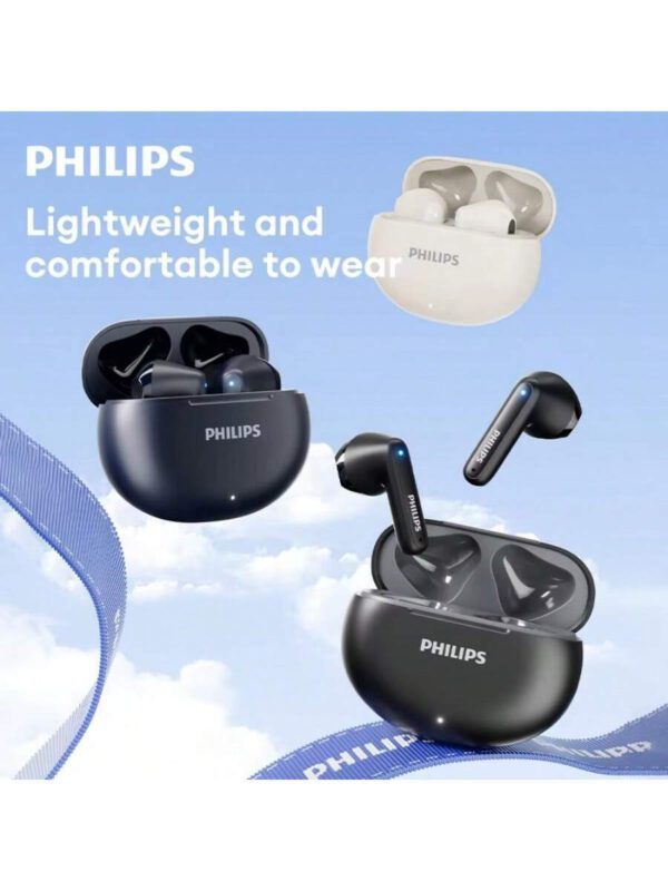 PHILIPS Casque stéréo sans fil Philips TAT1199 original avec Bluetooth V5.4, casque de jeu ultra-basse latence, écouteurs de sport imperméables, nouveau – Image 4