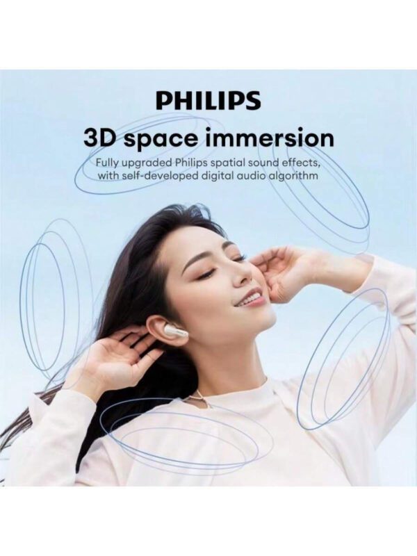 PHILIPS Casque stéréo sans fil Philips TAT1199 original avec Bluetooth V5.4, casque de jeu ultra-basse latence, écouteurs de sport imperméables, nouveau – Image 7