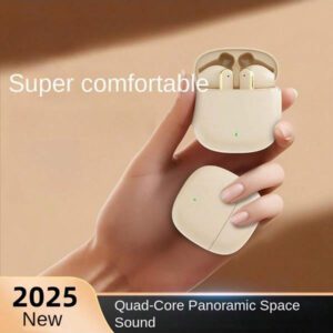 Écouteurs sans fil design, partiellement insérés dans l'oreille, avec contrôle tactile intelligent, appairage automatique et fonctions d'assistant vocal. Audio haute performance, idéal pour les sports et les activités de plein air, confortable, appairage instantané, compatible avec Samsung et