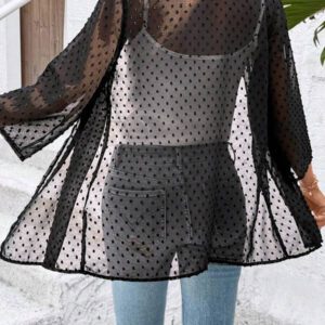 SHEIN Clasi Femmes Élégant Kimono Déboutonné Ample, Noir, Décontracté Pour Vacances D'été Bohème Aéroport Été, Concert Campagnard, Vacances, Femme, Festival