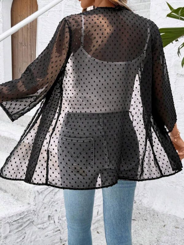 SHEIN Clasi Femmes Élégant Kimono Déboutonné Ample, Noir, Décontracté Pour Vacances D'été Bohème Aéroport Été, Concert Campagnard, Vacances, Femme, Festival – Image 3