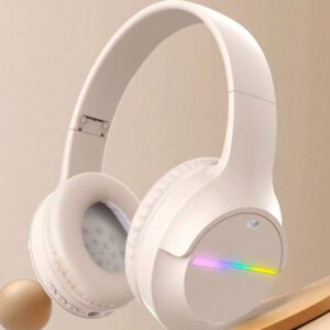 Casque sans fil antibruit, sur-oreille, design rétractable et pliable, convient pour smartphone, cadeau pour le Nouvel An et la Saint-Valentin, USB-C, stéréo Hi-Fi avec basses, appels mains libres clairs