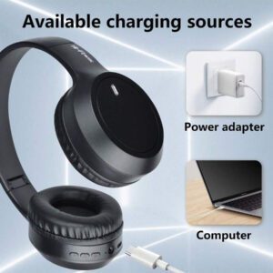Casque sans fil antibruit, sur-oreille, design rétractable et pliable, convient pour smartphone, cadeau pour le Nouvel An et la Saint-Valentin, USB-C, stéréo Hi-Fi avec basses, appels mains libres clairs