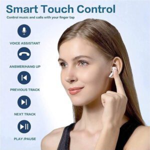 Écouteurs sans fil, design intra-auriculaire, réduction du bruit, qualité audio stéréo Hi-Fi, sans latence, capteur tactile, adapté aux sports, compatible avec Android/iOS et autres smartphones