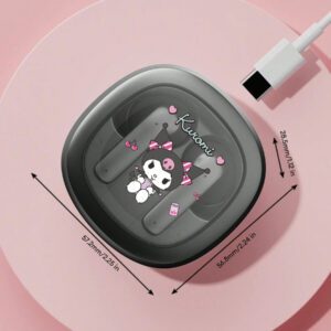 Sanrio Écouteurs Bluetooth SAANRIO KUROMI BL51, intra-auriculaires, son stéréo surround HIFI de haute qualité, microphone HD 5,3, réduction intelligente du bruit, musique et jeux, faible latence, longue durée de vie de la batterie, port confortable avec réduction passive du bruit, écouteurs sans fil