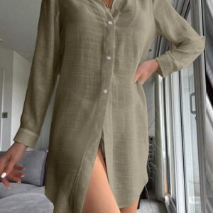 SHEIN Swim Kimono d'été à boutons devant unicolore