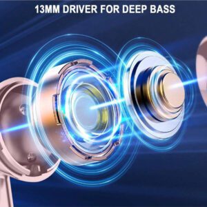 Écouteurs sans fil, écouteurs Bluetooth 5.3 avec affichage de puissance LED, casque stéréo basse, écouteurs intra-auriculaires avec réduction de bruit et microphone, 40h de lecture, étui de transport mini étanche IP7 pour activités sportives, pour Android, iOS, Apple iPhone, iPad, ordinateurs portables, cadeaux pour la famille, les amis, les enfants, Halloween, automne