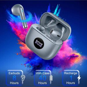 Écouteurs sans fil, écouteurs Bluetooth 5.3 avec affichage de puissance LED, casque stéréo basse, écouteurs intra-auriculaires avec réduction de bruit et microphone, 40h de lecture, étui de transport mini étanche IP7 pour activités sportives, pour Android, iOS, Apple iPhone, iPad, ordinateurs portables, cadeaux pour la famille, les amis, les enfants, Halloween, automne