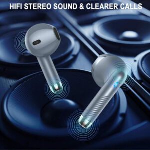 Écouteurs sans fil, écouteurs Bluetooth 5.3 avec affichage de puissance LED, casque stéréo basse, écouteurs intra-auriculaires avec réduction de bruit et microphone, 40h de lecture, étui de transport mini étanche IP7 pour activités sportives, pour Android, iOS, Apple iPhone, iPad, ordinateurs portables, cadeaux pour la famille, les amis, les enfants, Halloween, automne