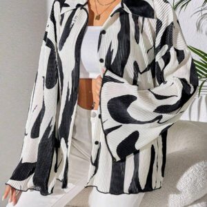 SHEIN LUNE Blouse à manches évasées avec imprimé floral aléatoire pour femme, chemise pour femme au printemps et en automne, hauts à manches longues